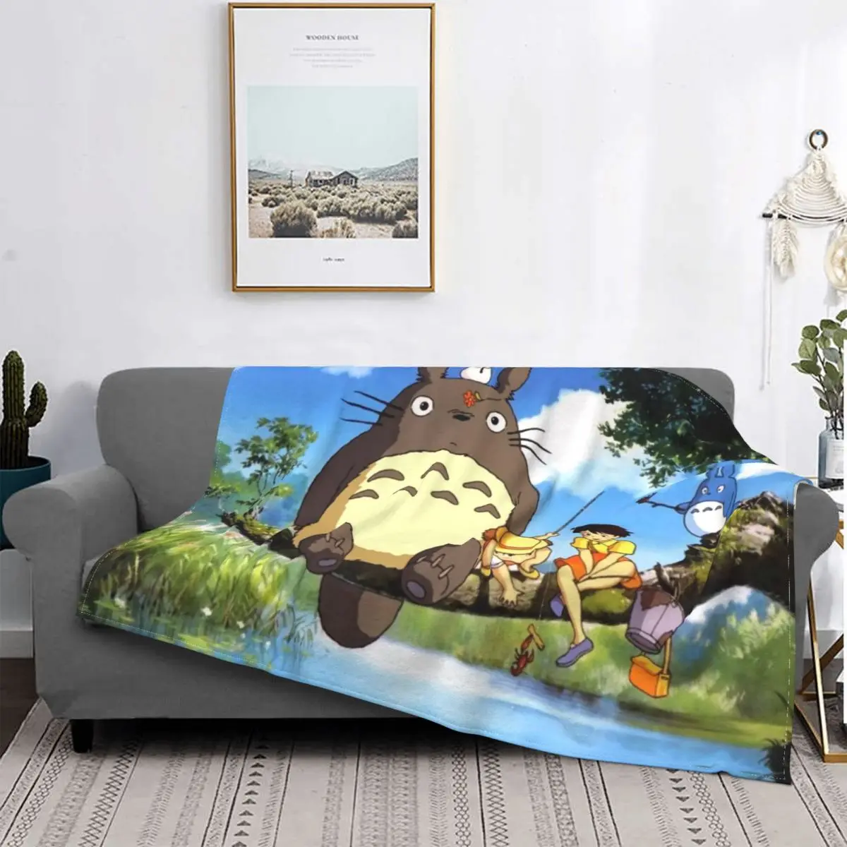

Ultra-Soft Fleece My Neighbor Totoro Throw Blanket Warm Flannel Forest Spirit Blankets for Bedroom Office Couch Bedspreads