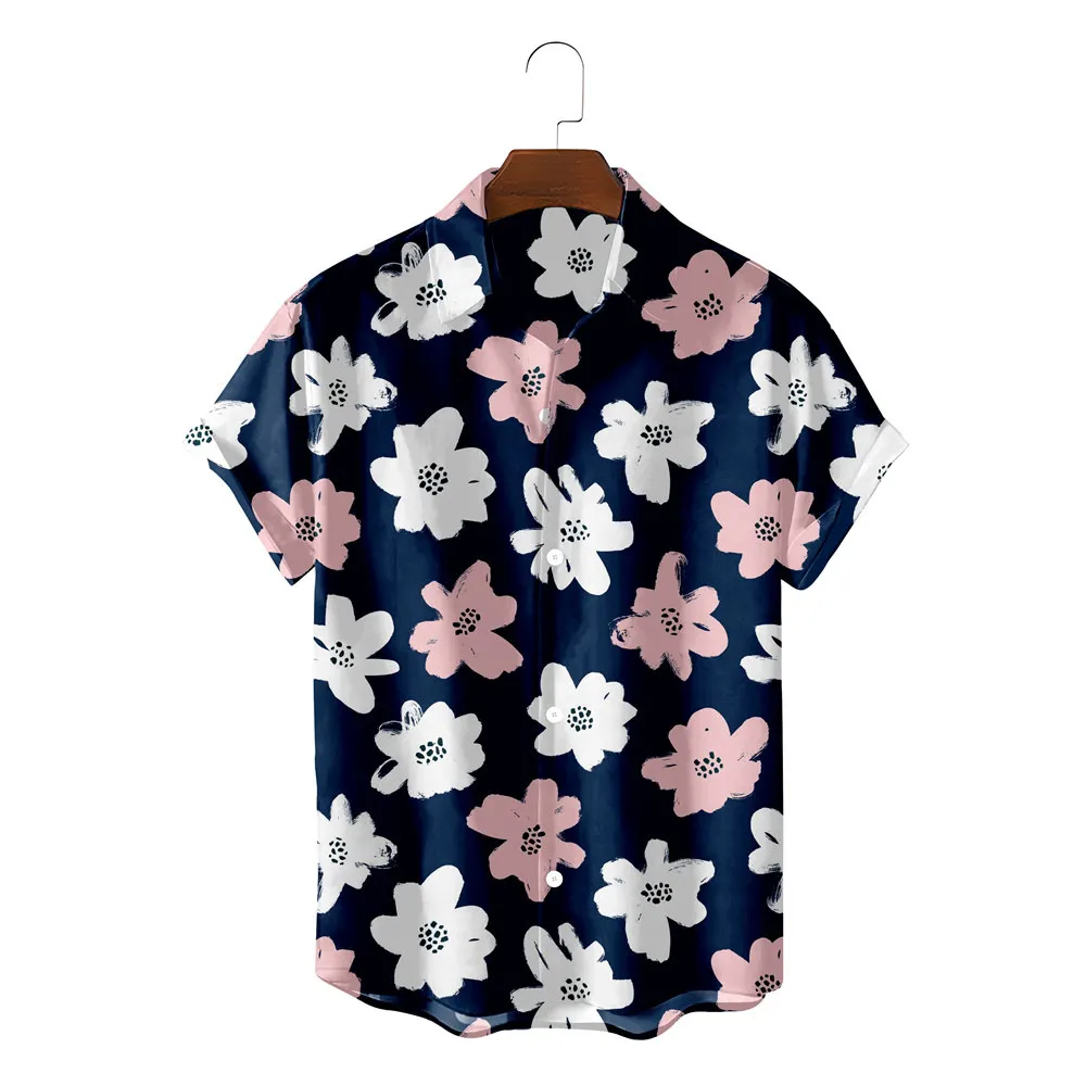 22 Colors Summer Fashion Mens Hawaiian Shirts Short Sleeve Button Colorful Flower Print Casual Beach Aloha Shirt Plus Size 5XL