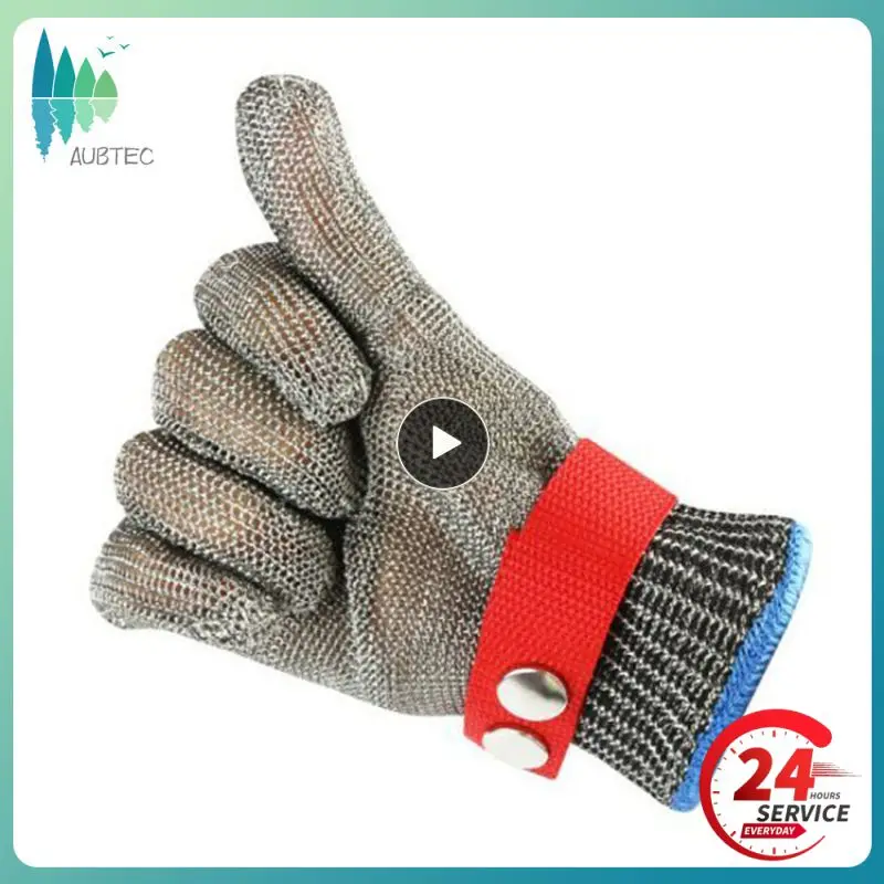 

1 Pair Garden Black Steel Wire Metal Mesh Gloves Safety Anti-cutting Wear-resistant Butcher Gloves Self Defense