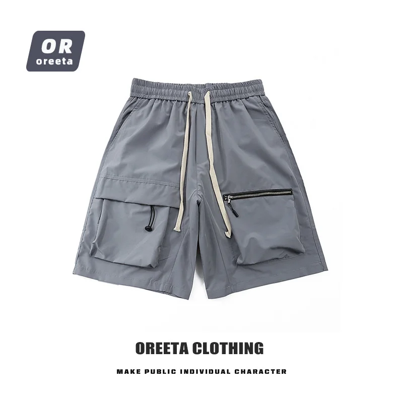 

Шорты-карго мужские однотонные, на шнуровке, до колена, с карманами, универсальные джоггеры на шнуровке, повседневная одежда, лето