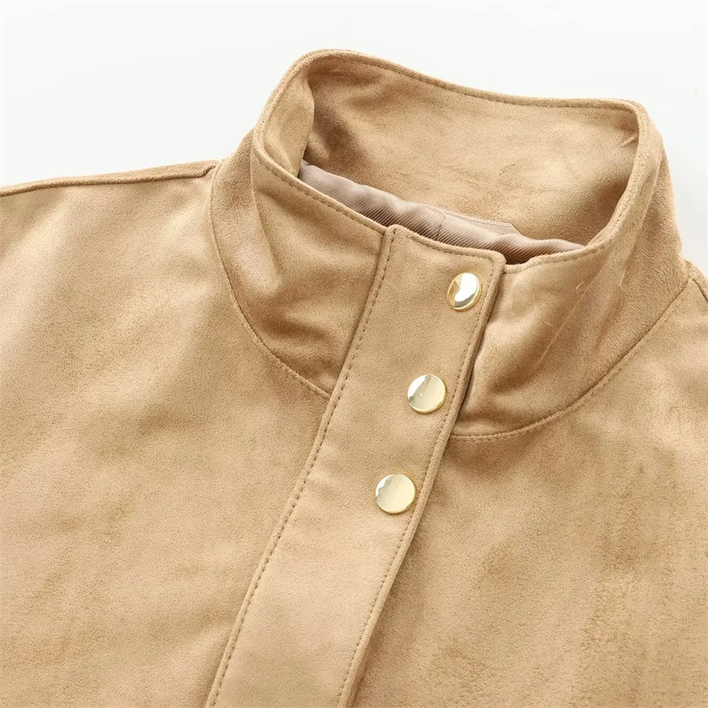 Куртка женская повседневная с длинным рукавом и высоким воротником