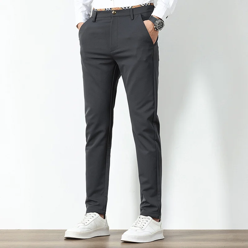 LX Zhenvis мужские легкие деловые простые повседневные брюки осень и зима молодежные