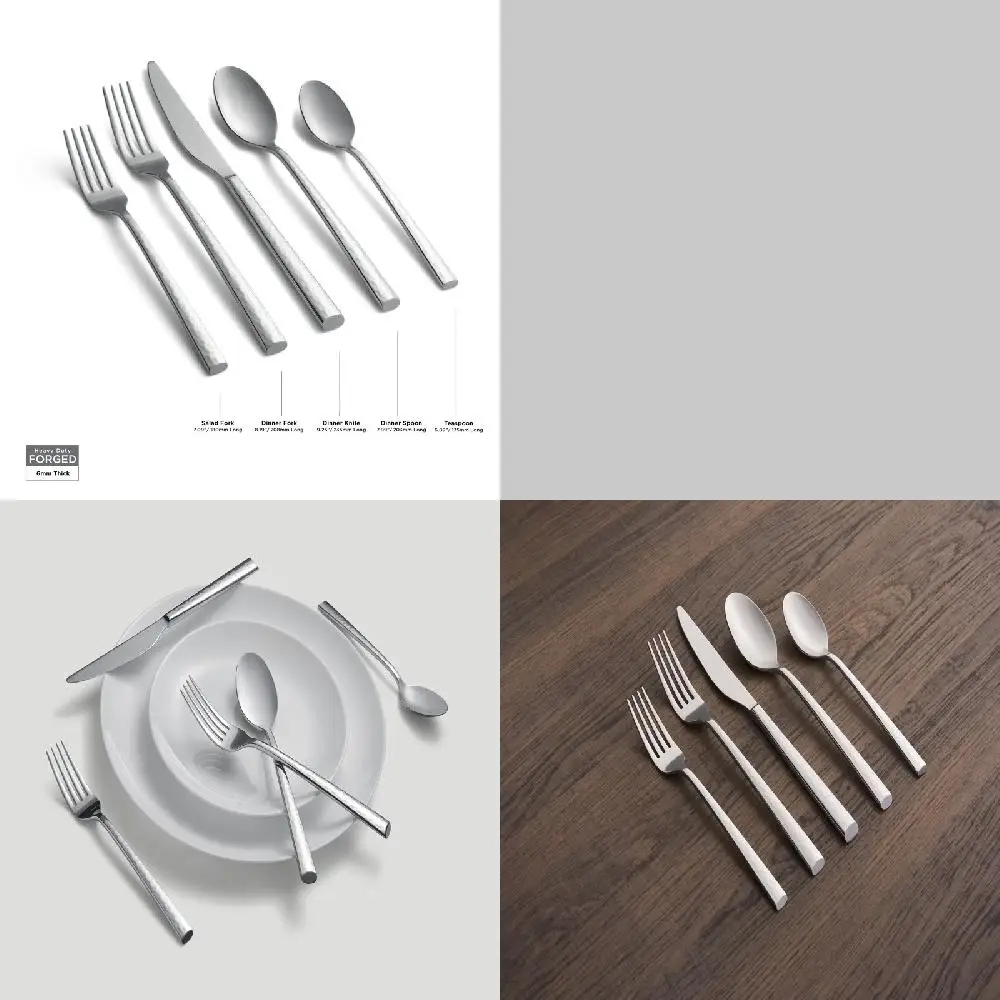 

Luxurious, 18/0 Mirror-Forged Hammered Stainless Steel Flatware Set, 20-Piece Service for 4 - Classy and Elegant
