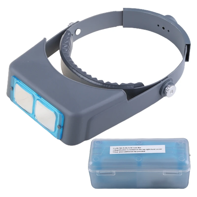 

Headband Headmounted Glass Loupe Jeweler USB LED Light Magnifier
