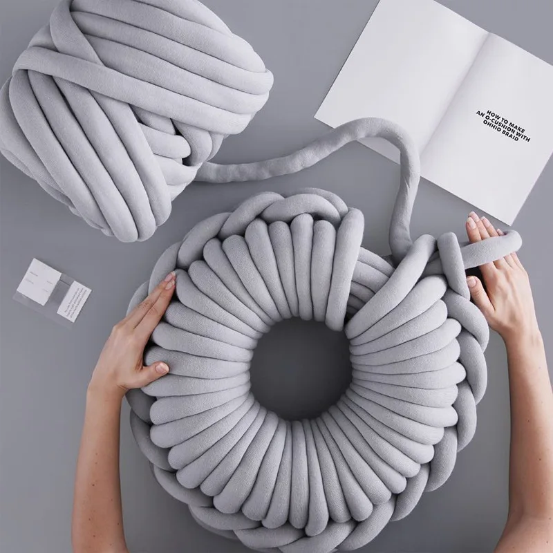 

1000g/Ball Super Thick Chunky Yarn Cotton DIY Knot Tube Seamless Fluffy Soft Breathable Blanket for Hand Knitting Crochet