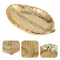 desktop jewelry holder decorative golden leaf jewelry tray jewelry organizer