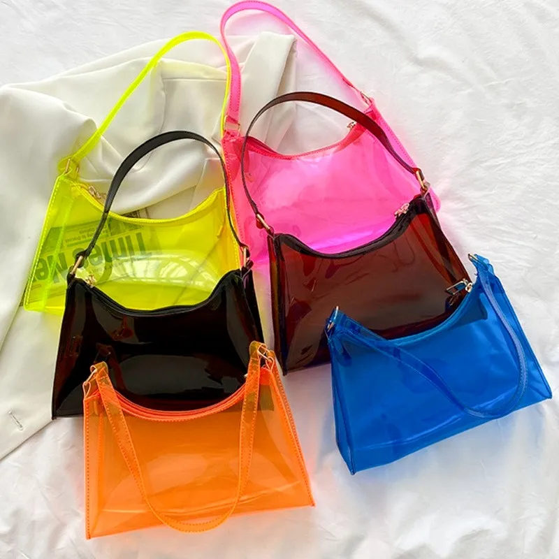 

Модная винтажная Дамская однотонная прозрачная сумка под подмышку, повседневные женские сумки-Хобо, кошелек, модная сумка через плечо для сотового телефона
