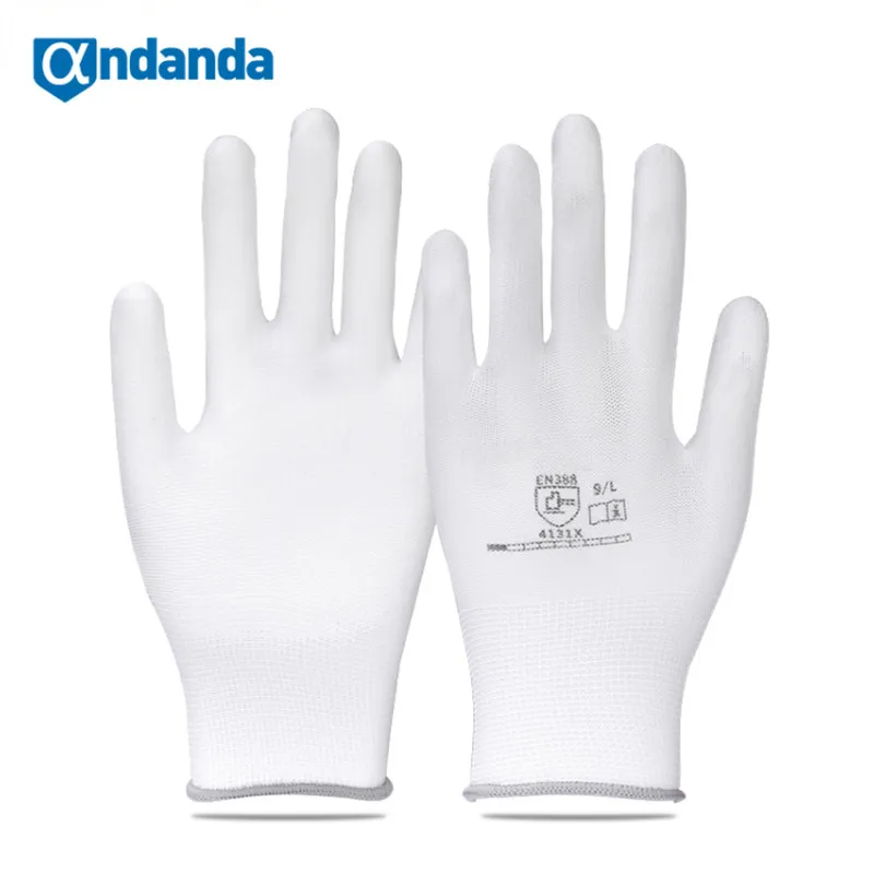 

Andanda Work Gloves Economy Polyester PU Coated Palm And Fingertips Gloves Safety Supplies Gloves For Work Security Protection