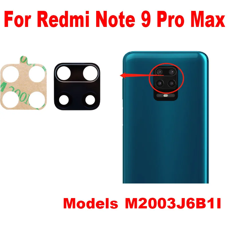 

Original For Xiaomi Redmi Note 9 PRO Max Back Camera Glass Rear Lens With Glue Sticker Adhesive Replacement