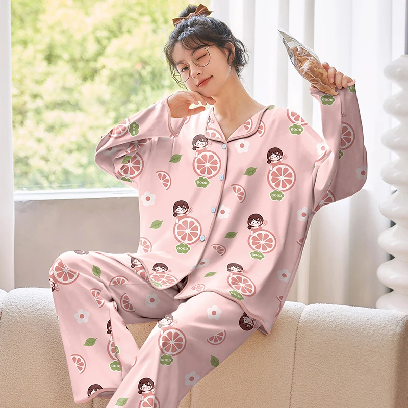 CAIYIER Cute Rabbit Print Pijamas Mujur Soft Long Sleeve Trousers Sleepwear Suit Feamle Korean Autumn Winter Leisure Home Clothe