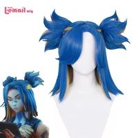 l email wig neon wig game valorant neon cosplay wig 40cm mixed color woman cosplay wigs heat resistant synthetic hair
