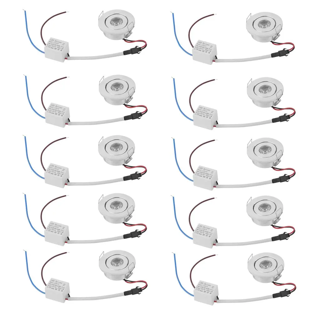 

10PCS 1W LED Bulb Recessed Small Cabinet Wine Cooler Showcase Spot Lamp Ceiling Light Lamp Spotlight With Mini Fixture Driver