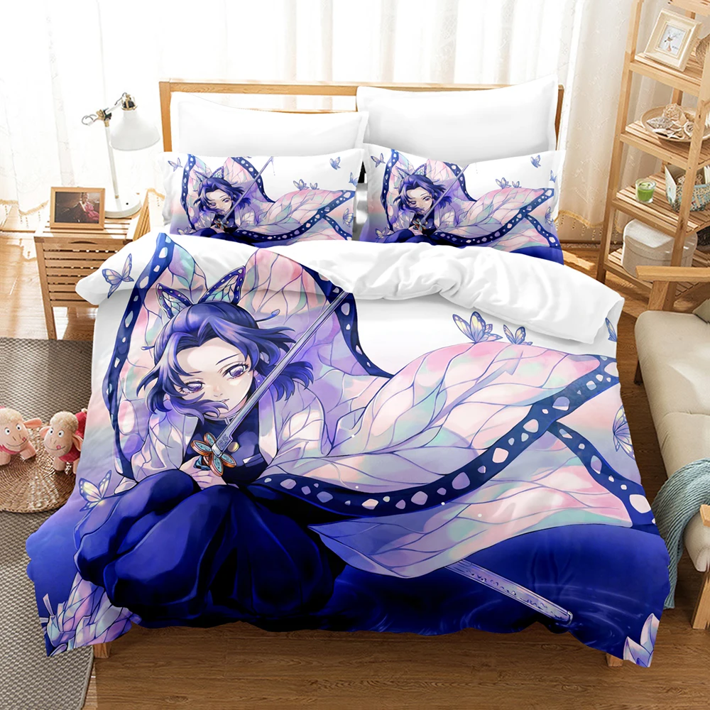 

Kamado Nezuko Bedding Set Full Queen King Size Demon Slayer Bed Set Aldult Kid Bedroom Duvetcover Sets 3D Print Single Twin