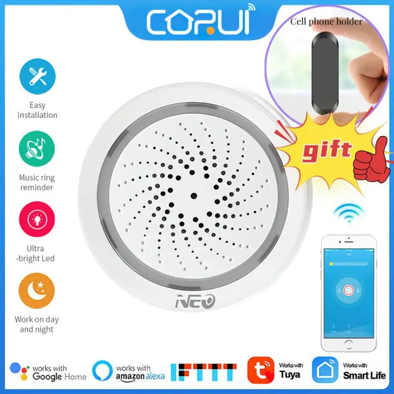 

New Smart Wireless WiFi Siren Alarm Sensor USB Power Via IOS Android APP Notification Tuya Smart Life APP Remote Control
