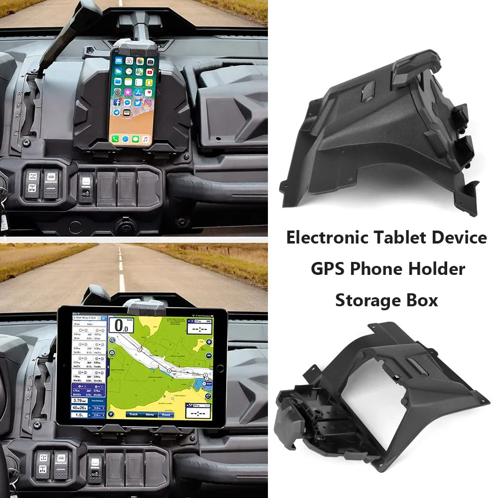 UTV Electronic Tablet Device Phone Holder GPS Organizer Storage Box For Can-Am Defender HD10 HD8 HD5 Max 2016-2022