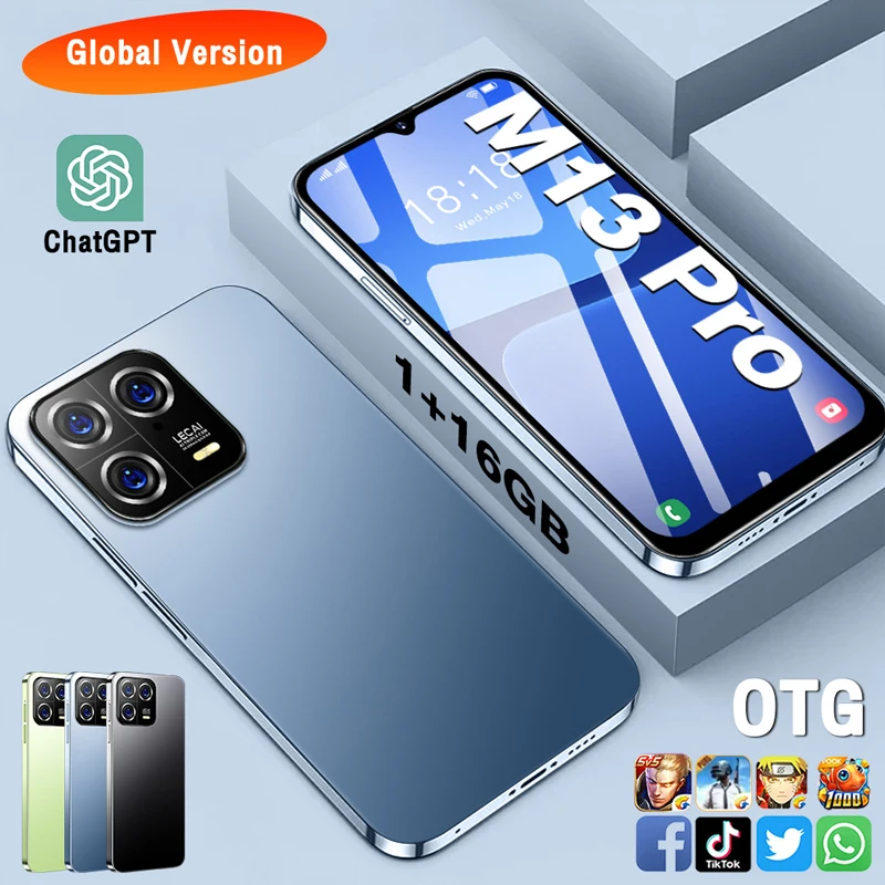 

New M13Pro Smartphone Android 7.3 Inch HD Full Screen 7800Mah 16GB+1TB Mobile Phones Global Version 5G Dual SIM Card Cell Phone