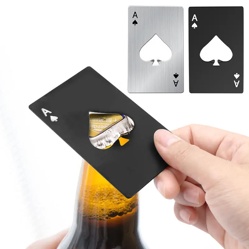 

YCSTOO Creative Poker Shaped Bottle Can Opener Stainless Steel Opener Bottler Beer Starter Party Supplies 1pcs