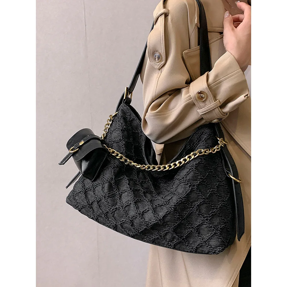 Сумка-тоут женская холщовая в клетку модный саквояж на плечо с принтом