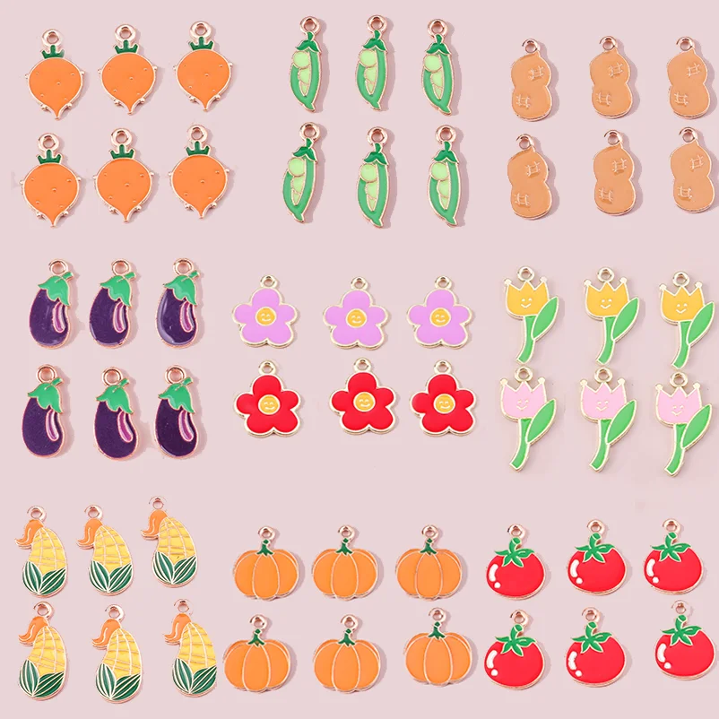 10 шт. смешанные прекрасные эмалевые Подвески в виде овощей томатов тыквы арахиса