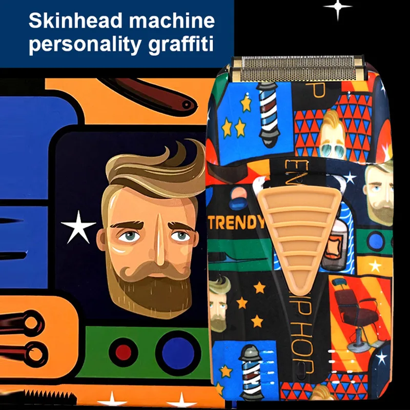 

Titanium Double Foil Shaver Professional Barber Finishing Tool Reciprocating Electric Men Razor Random Graffiti Pattern