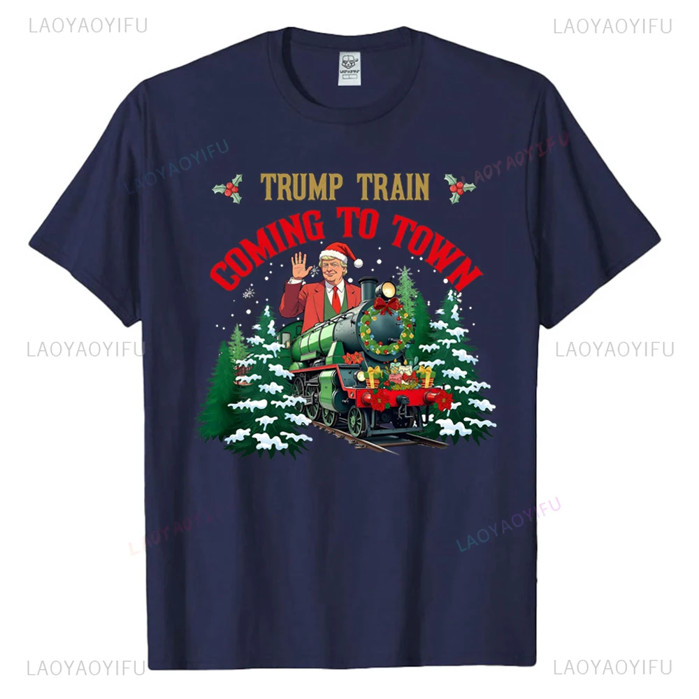 Трамп Поезд Coming To Town I'll Be Home for Christmas Женская футболка с принтом Trump Won Make America Great