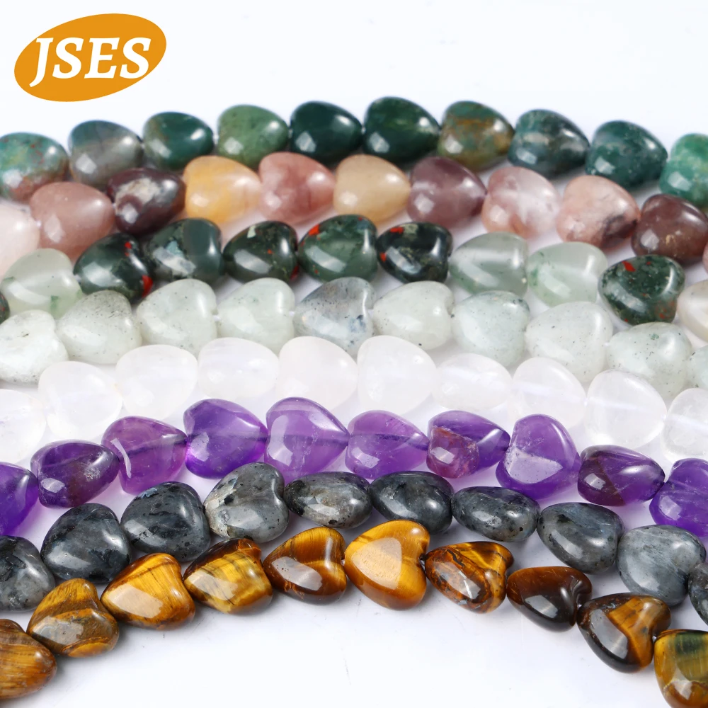 Натуральные 10 мм каменные бусины в форме сердца аметист кварц агат тигровый глаз