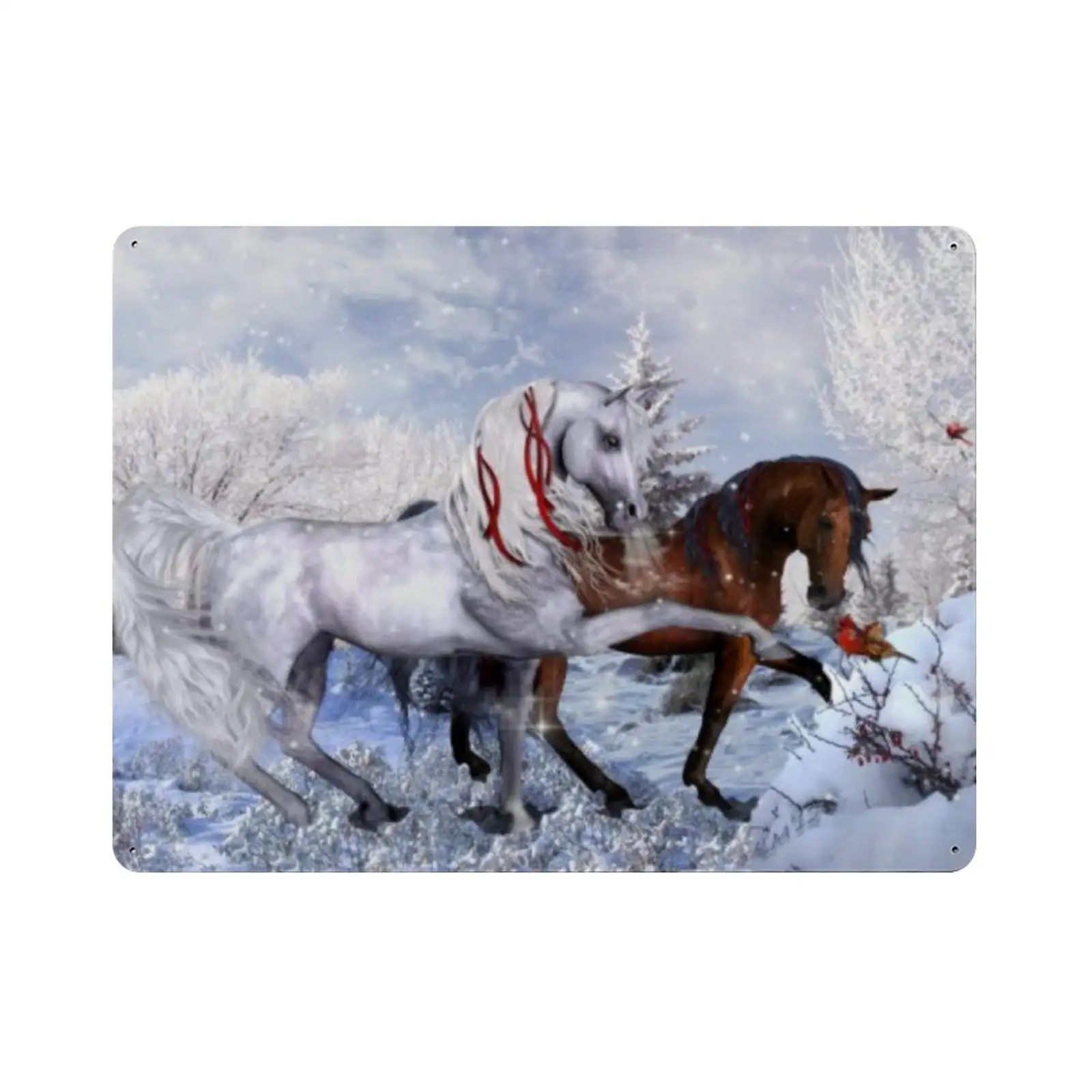 

Aluminum Retro Coffee Metal Sign Christmas Horses Metal Tin Sign for Bar Cafe Beer Pub Wall Decor