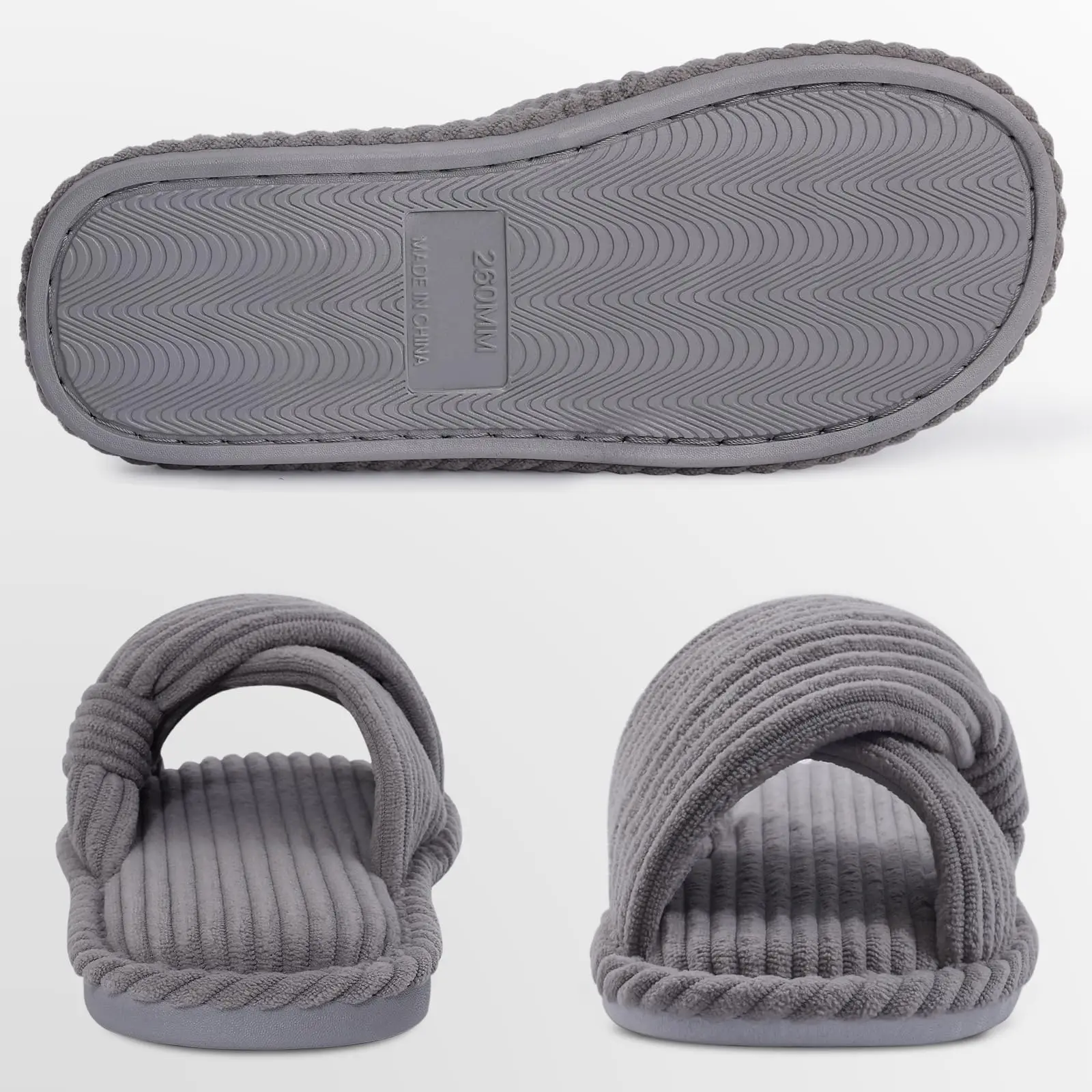 Женские домашние тапочки Comwarm Opem Toe нескользящие вельветовые шлепанцы с