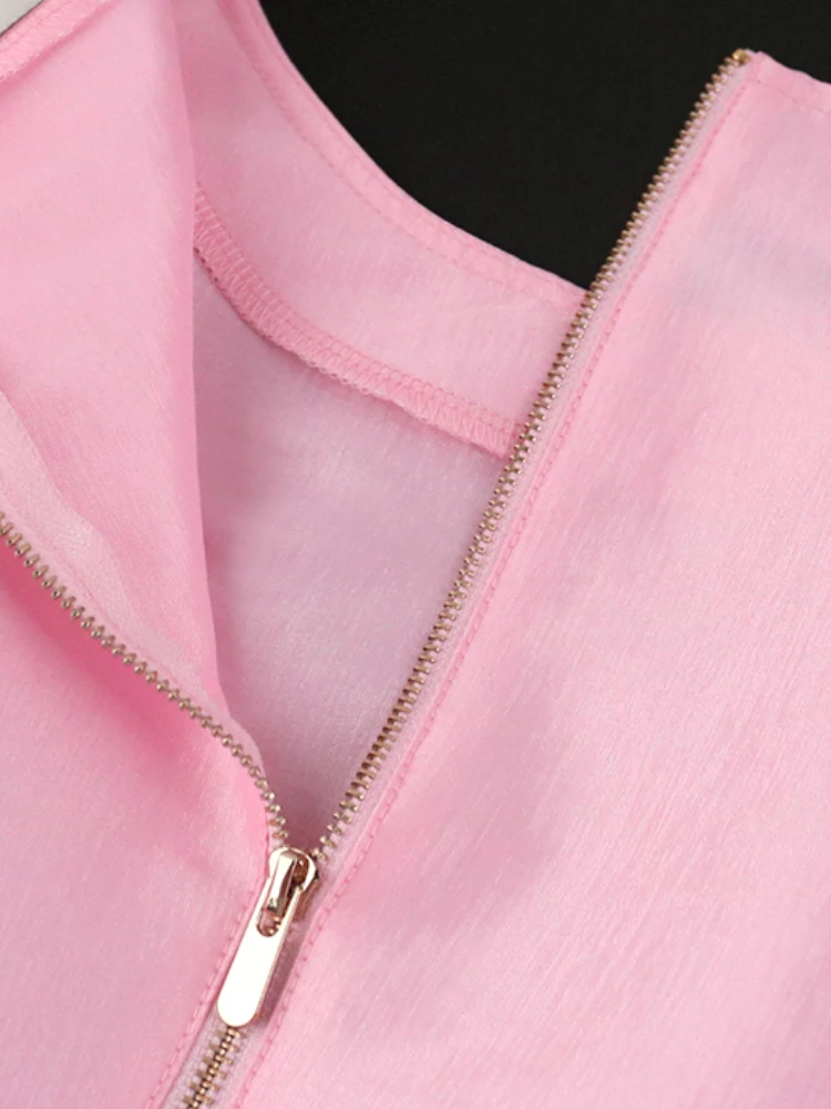 Pink Short Tops Plus Size 4XL O Neck Short Sleeve Pleated Pullover Crop Top Women Shirts Blouse for Ladies Summer Evening Party