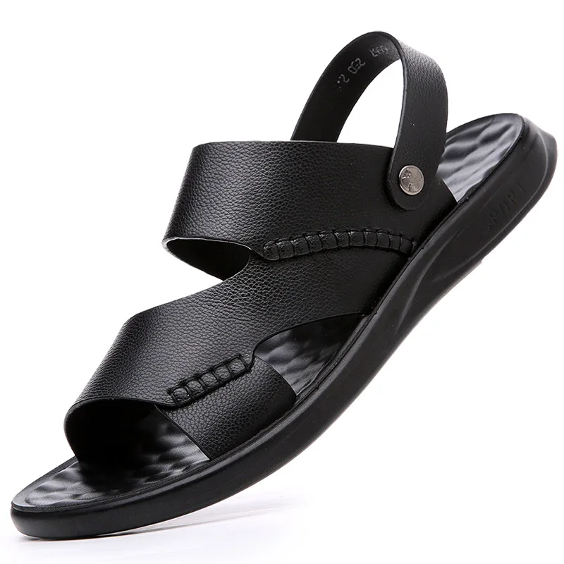 

Fashion Leather Men's Sandals Summer Men Beach Shoes Outdoor Casual Lightweight Sandal Fashion Male Slippers Sandalias Hombre