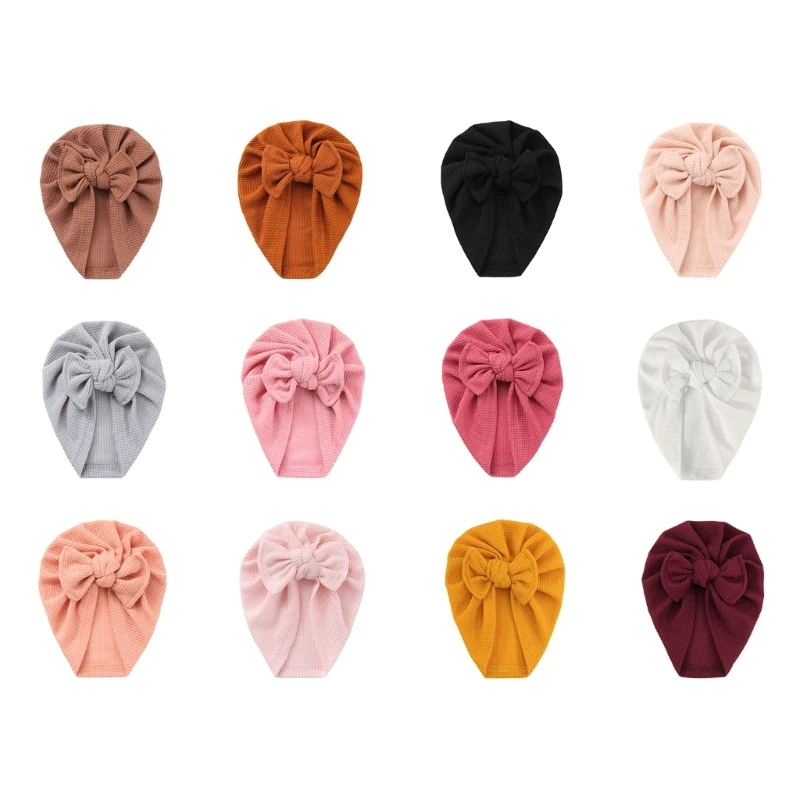 

Infant Beanie Hat Baby Ribbing Hat Bowtie Knot Turban Hats Headwear Beanies for Infant 0-2Year Girl Photo Accessories