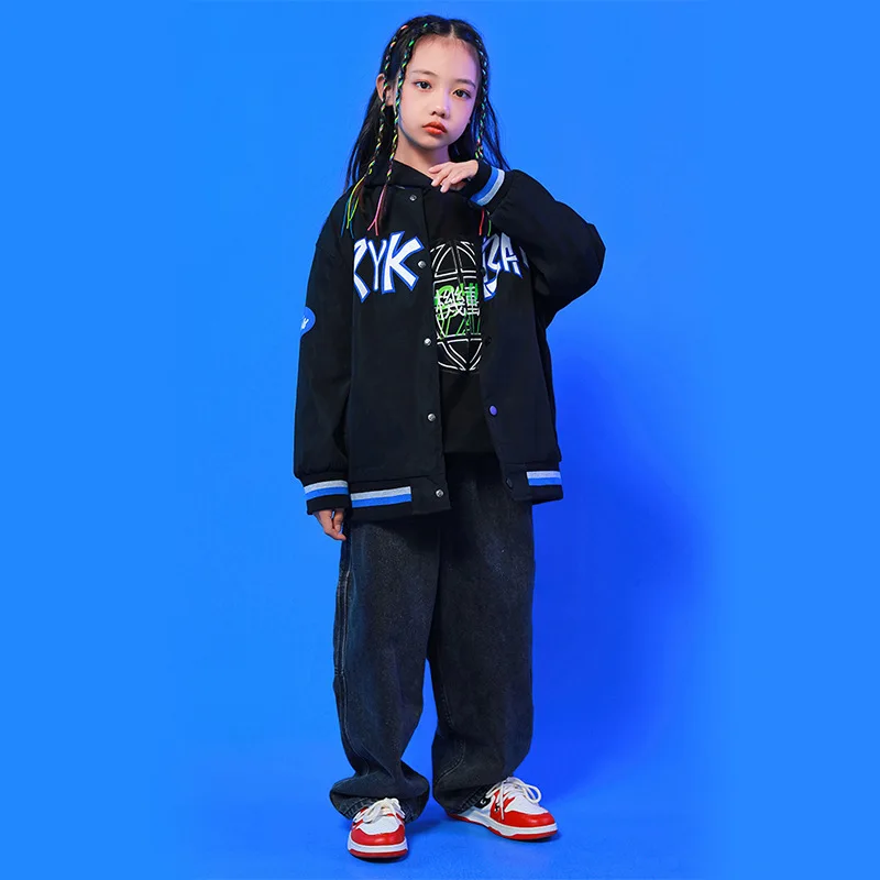 

Kid Clothes Jazz Street Dance Hip Hop Outfits Letter Print Top + Jean 2pcs Children's Clothing Set Girls Boys Stage Show Costume