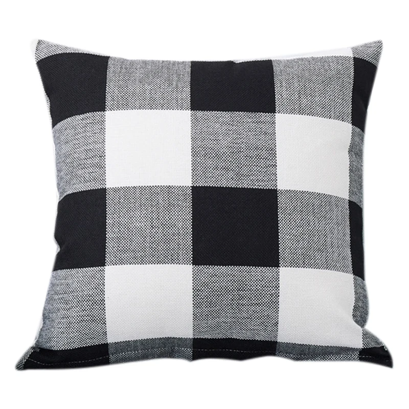

Set Of 2 Farmhouse Buffalo Check Plaid Throw Pillow Covers Cushion Case Cotton Linen For Fall Home Decor Black And White