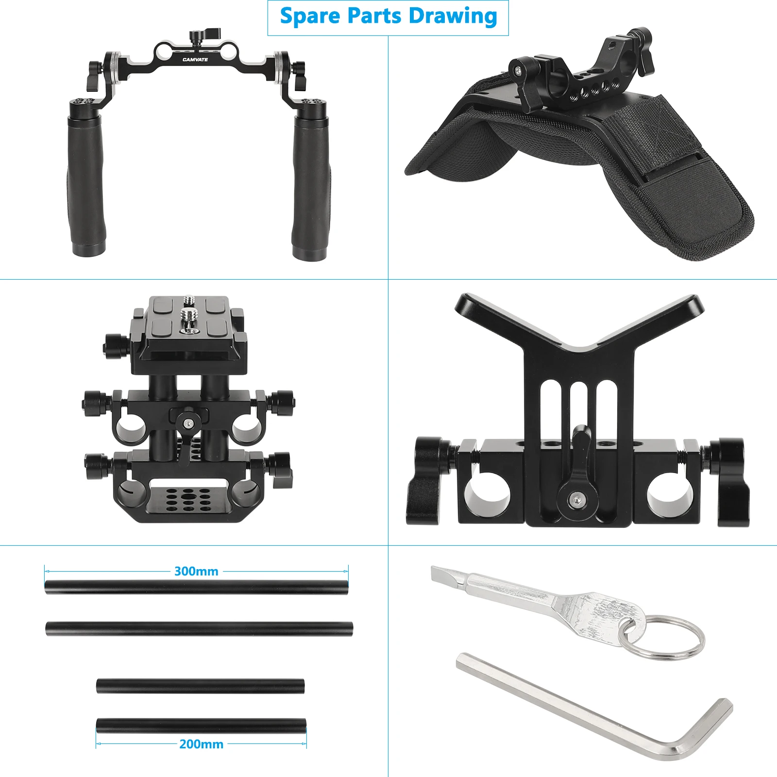 KAYULIN Shoulder Rig Support Film Maker Система рельсовых блоков 15 мм с объективом Y-образной