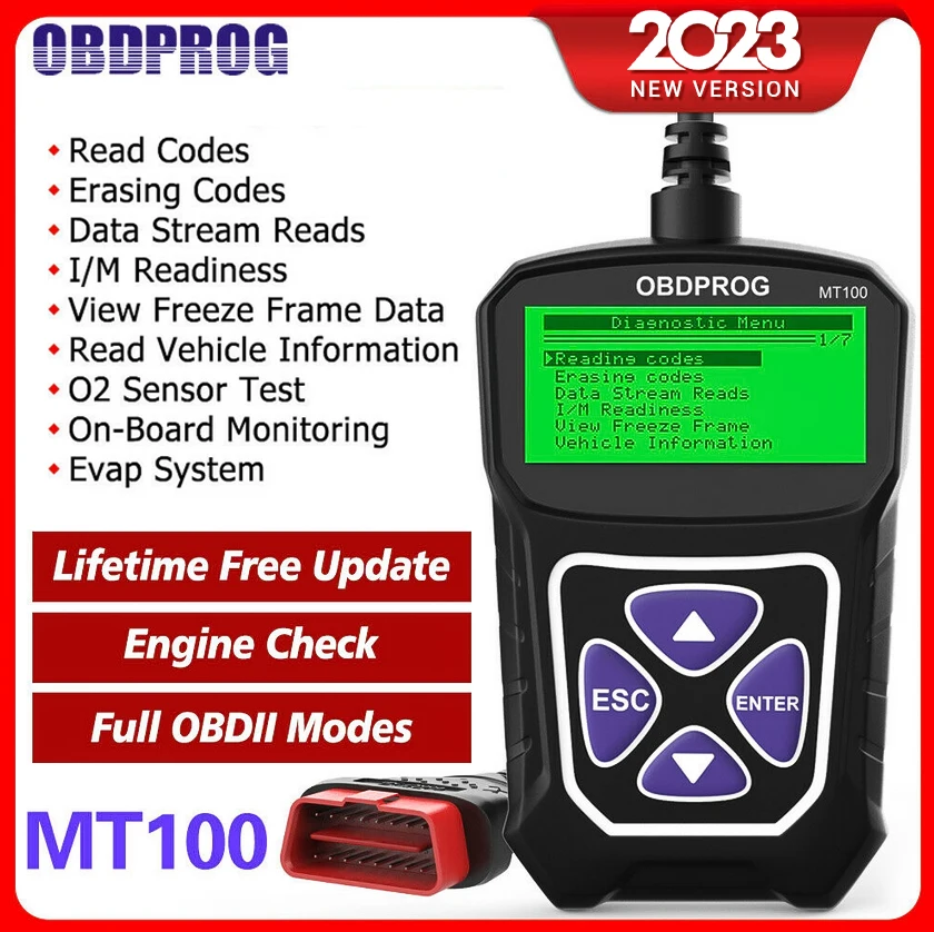 

OBDPROG MT100 OBD2 Code Reader Car Diagnostic Tool OBD EOBD Engine Check Analyzer OBD2 Automotive Scanner Professional PK ElM327