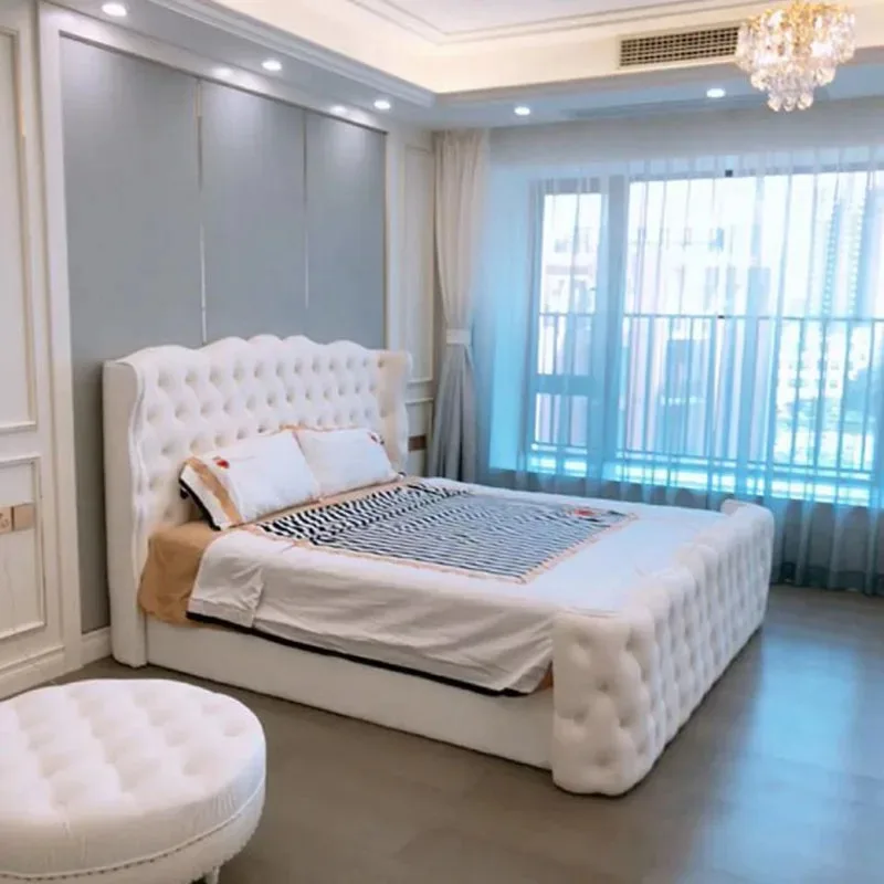 Роскошное роскошное кожаное изголовье кровати королевского размера для