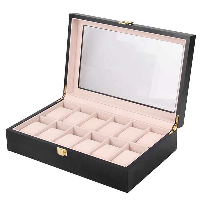 

Beige Lining Wooden Watch Display Case, Glass Topped Wooden Watch Display Case Watch Organizerr,Jewelry Storage