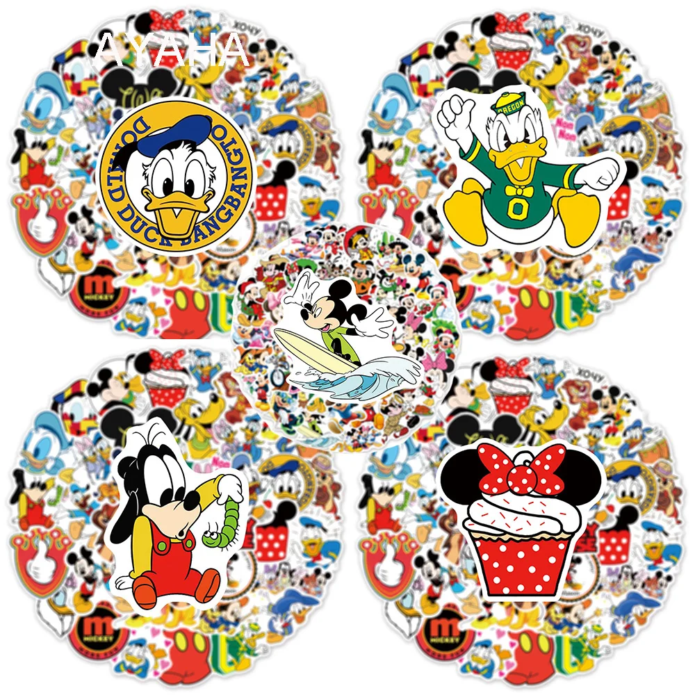

100pcs Disney Cartoon Mickey Mouse Stickers for Kids DIY Scrapbooking Luggage Laptop Diary Waterproof Cute Sticker Decals Toy