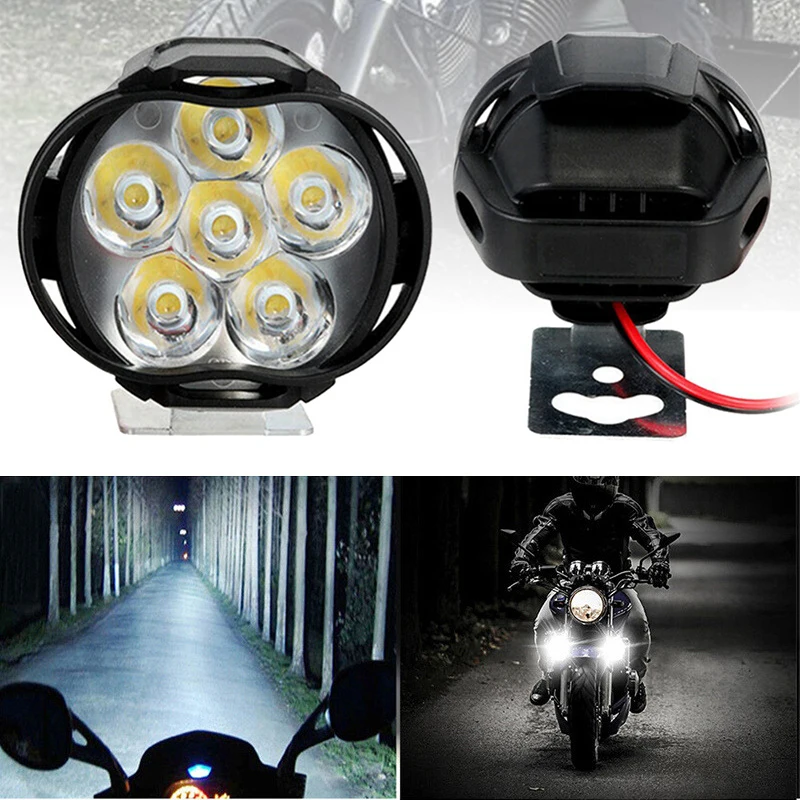 

2pcs 6 LED Motorcycle Headlight SpotLights Auxiliary High Brightness Lamp Electric Vehicle Scooters Autocycle Modified Bulbs