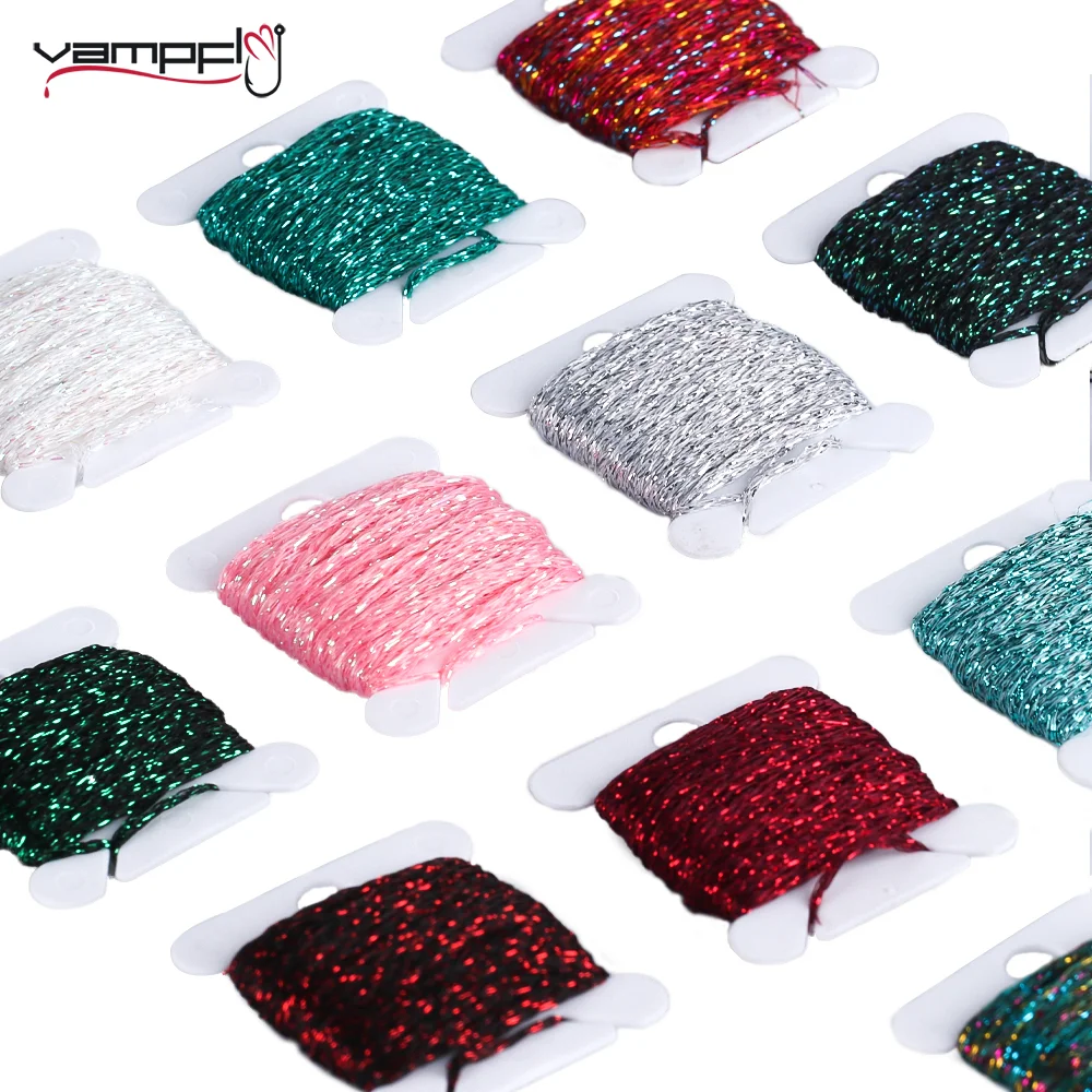 

Vampfly Holographic Flat Braid Thread Synthetic Flash Tinsel Yarn Saltwater Streamer Flies Nymph Body Fishing Fly Tying Material