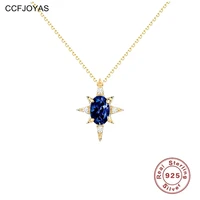 ccfjoyas 925 sterling silver anise star sapphire pendant necklace women simple ins light luxury niche design gold silver jewelry