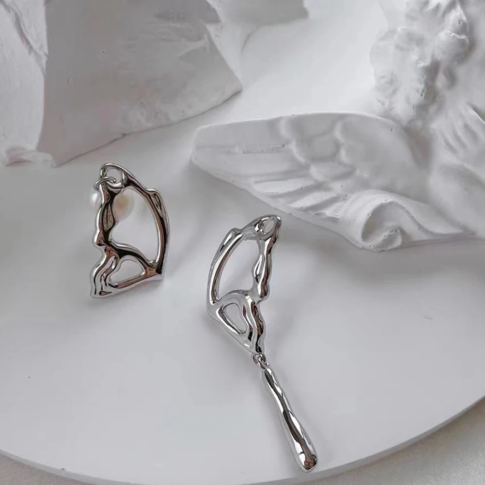 

2022 Cool New Punk Style Liquid butterfly Stud Earring for Woman Metal Butterfly Earrings Y2K Aesthetic Jewelry Party Gift Koean