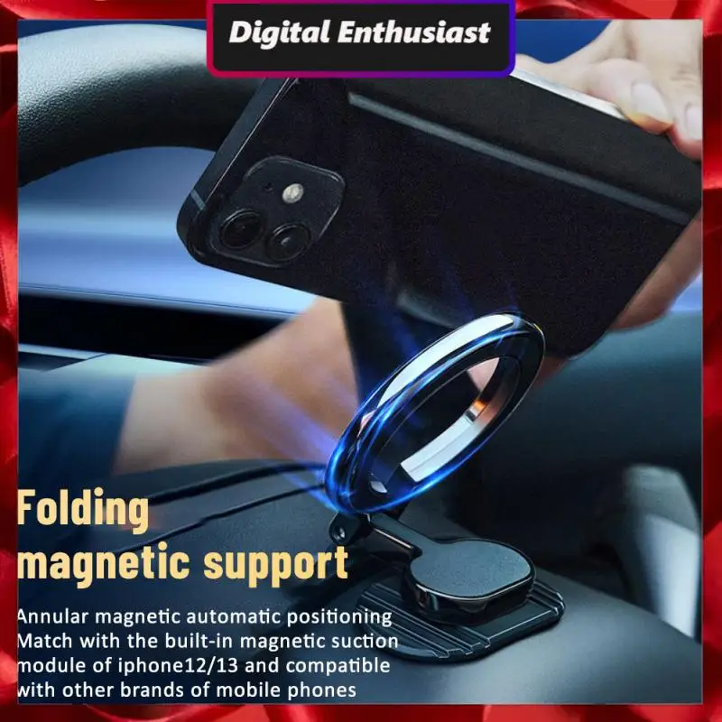 

Universal Cell Phone Stand Mini Gps Foldable Phone Bracket 360 Degrees Rotating Magnetic Cell Gps Support Car Phone Holder Metal