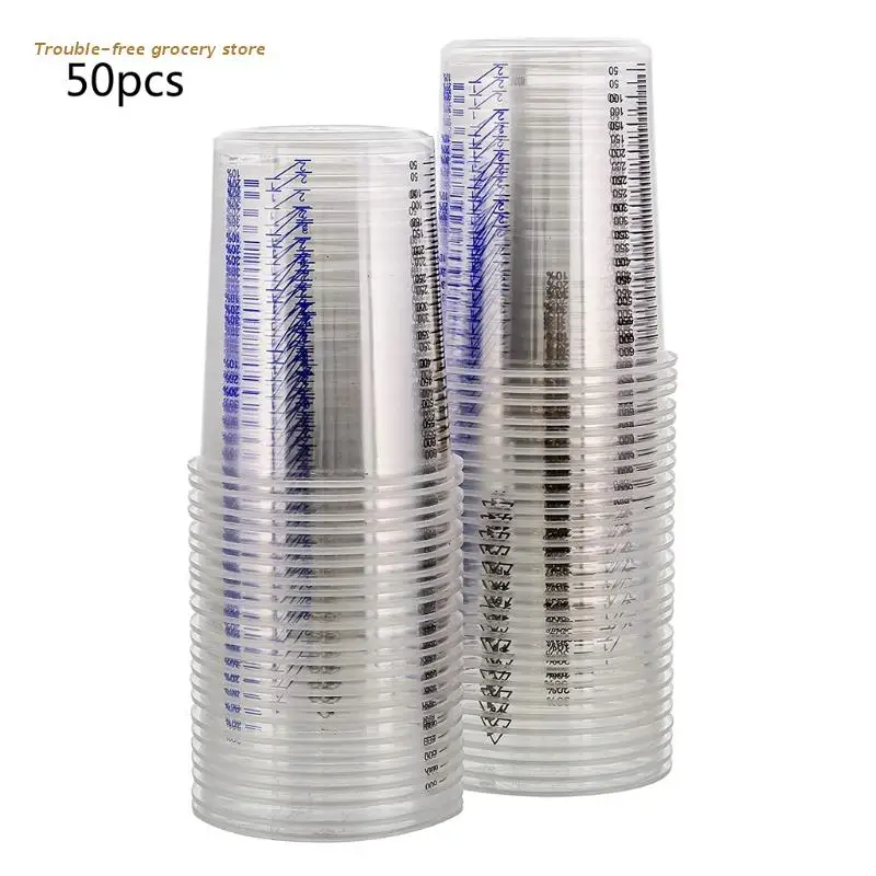 

50 шт. одноразовые прозрачные градиентные пластиковые чашки для смешивания краски УФ эпоксидной смолы