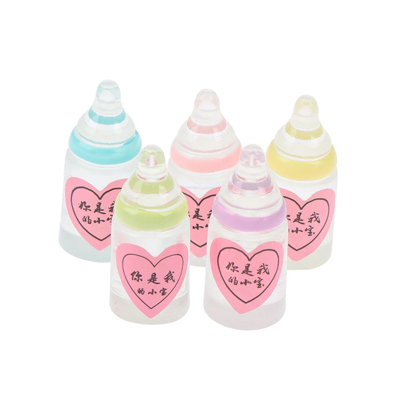 

5pcs Random Simulation Dollhouse Miniature Mini Milk Bottle Feeding Bottles Toys Doll House Accessories