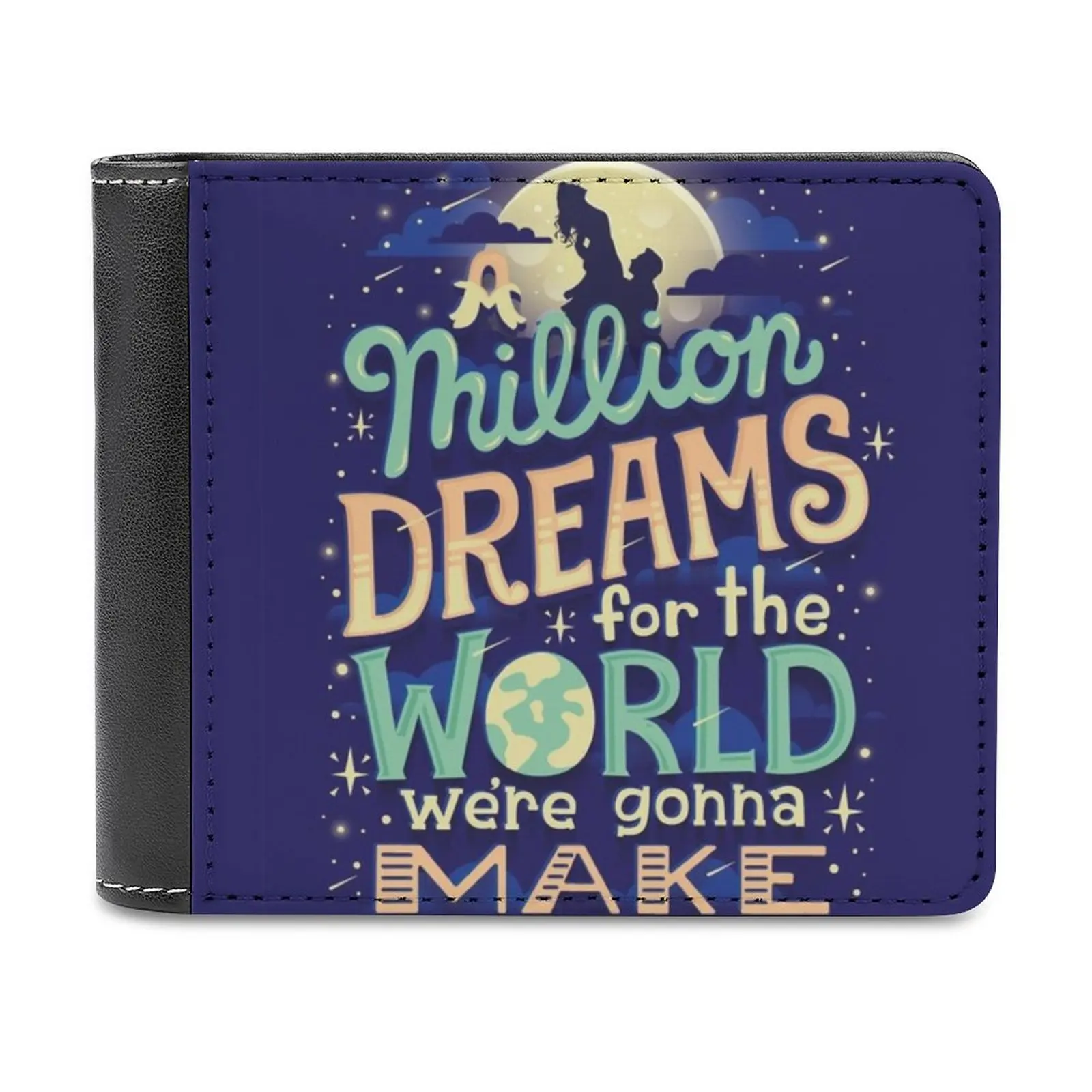 

A Million Dreams Men's Wallet Purses Wallets New Design Dollar Price Top Men Leather Wallet Typography Lettering Retro Musical