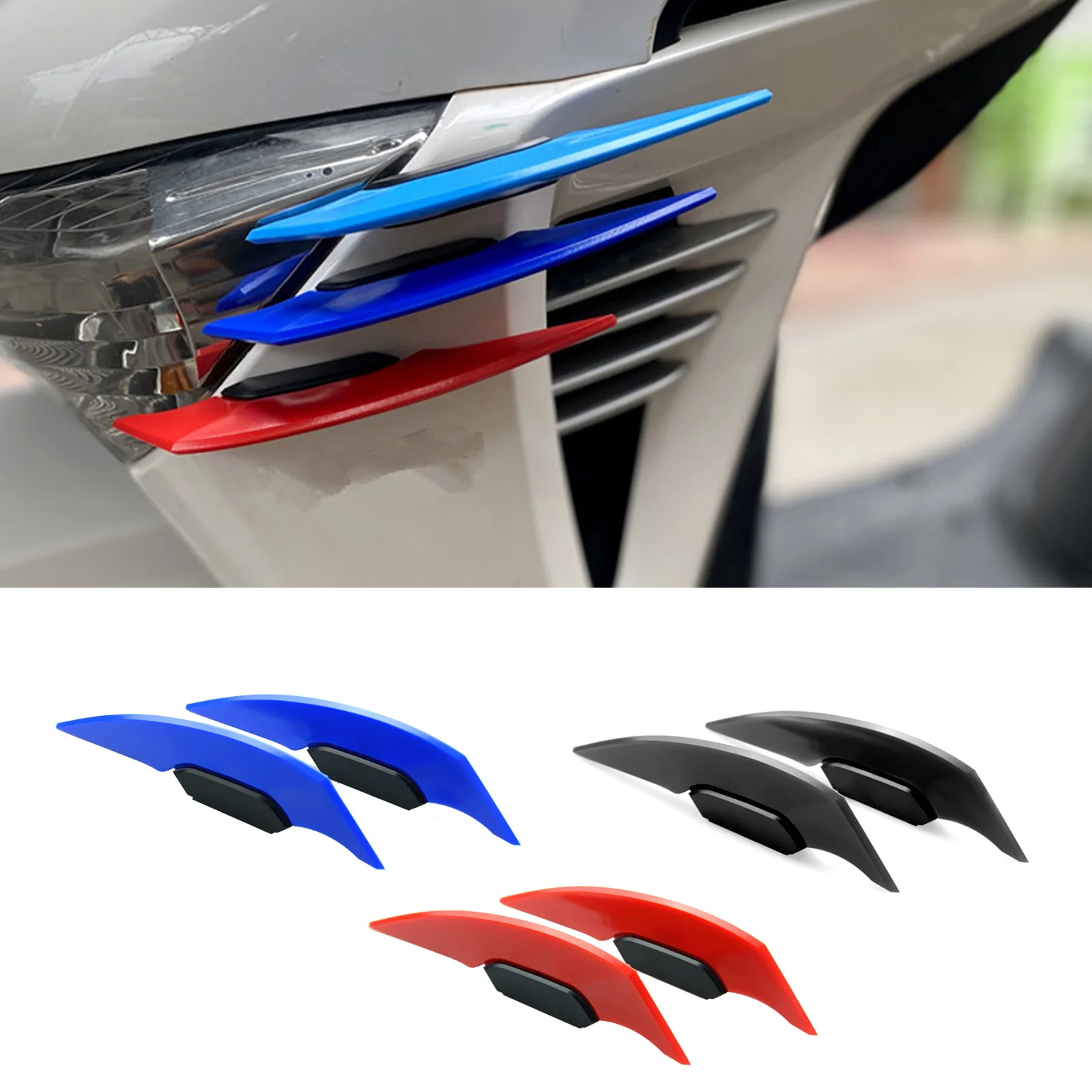 

2 Pcs Motorcycle Winglet Aerodynamic Spoiler Wing with Adhesive Motorcycle Decoration Sticker for Motorbike Scooter