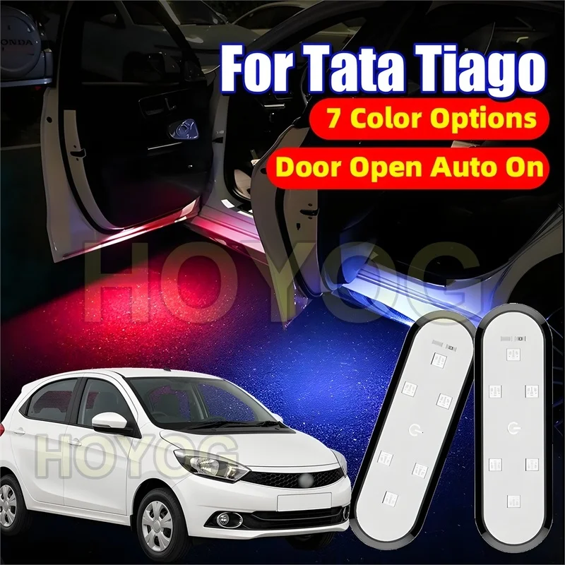 Фото Подходит для Tata Tiago 2016-2026: Беспроводная светодиодная подсветка дверей автомобиля для освещения зоны вокруг автомобиля, питается от USB-аккумулятора. №1