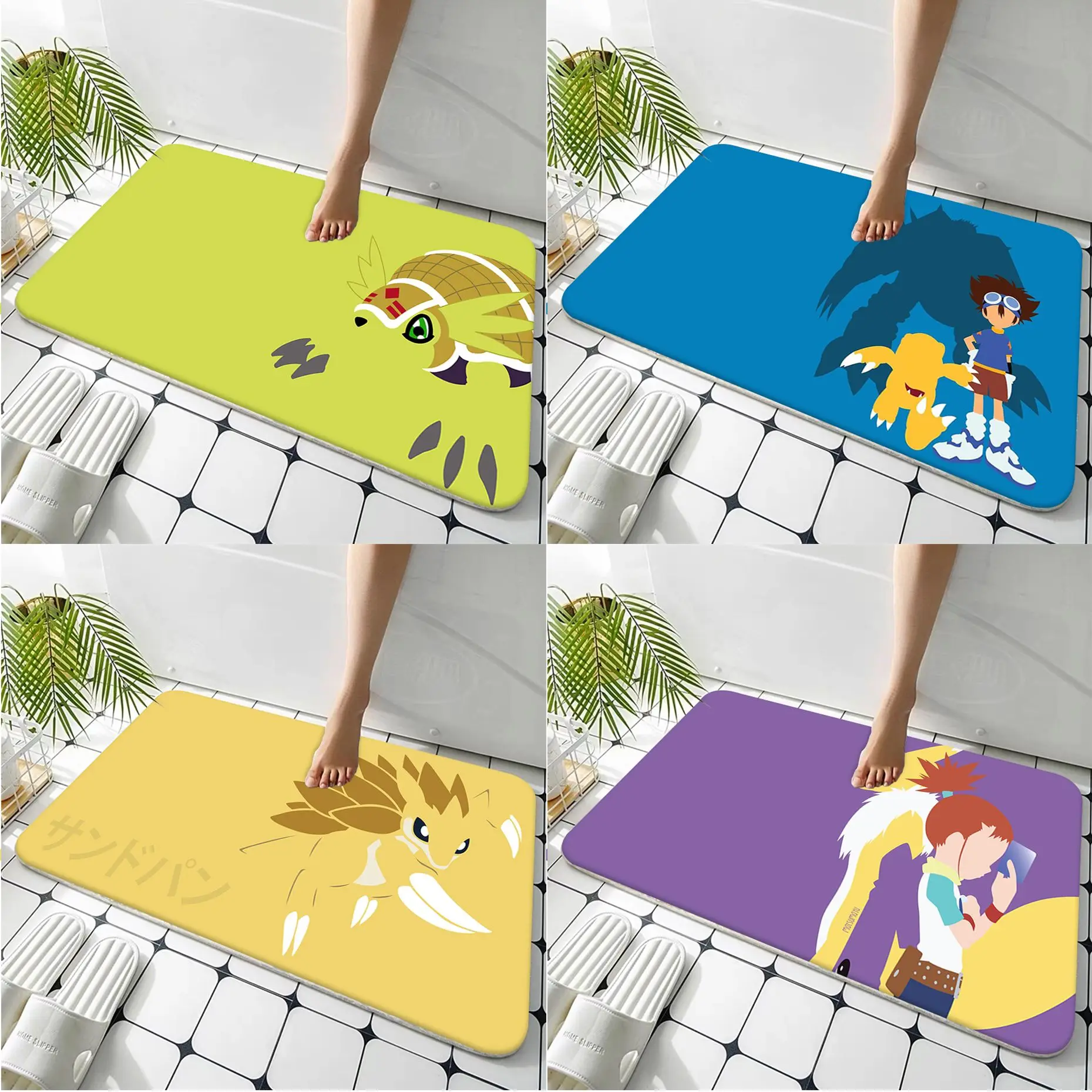 

Digimon Printed Flannel Floor Mat Bathroom Decor Carpet Non-Slip For Living Room Kitchen welcome Doormat