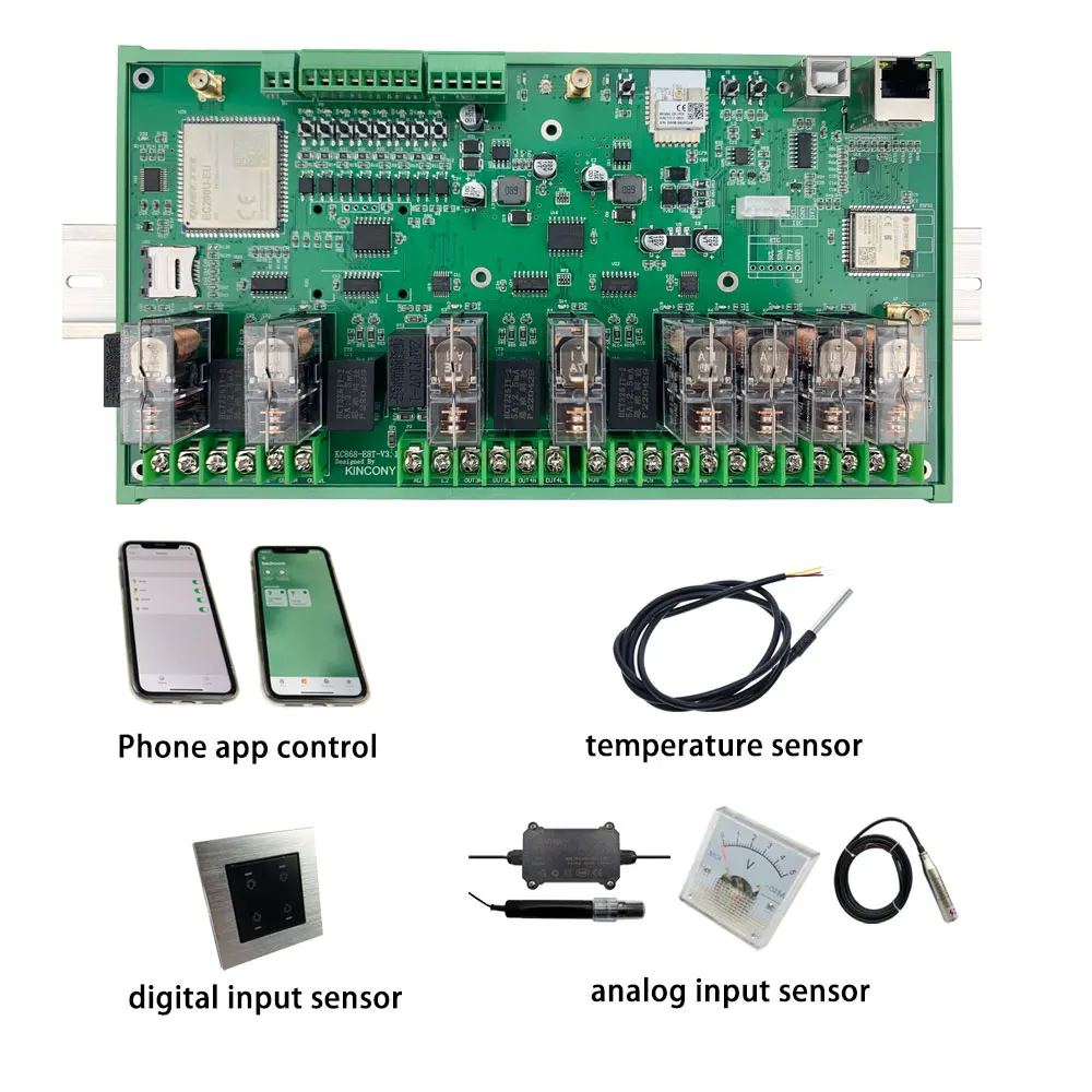 Фото KC868-E8T ESP32 8-канальный 16A 4G SMS съемная плата реле на DIN-рейку монитор счетчика энергии от Tuya ESPHome для домашнего помощника №2